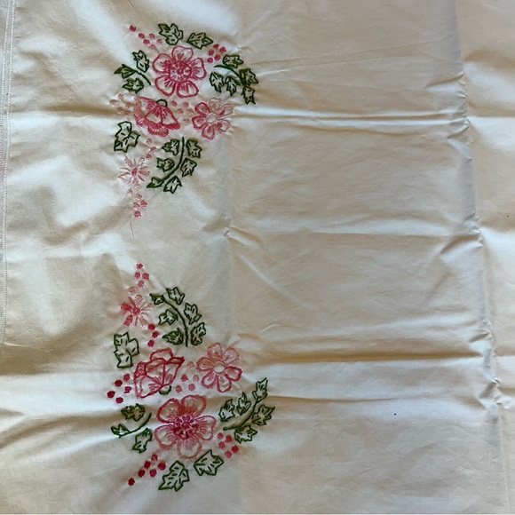 Floral Embroidered pillow cases. Hand cross stitched. Cotton/Polyester. New - Picture 3 of 6
